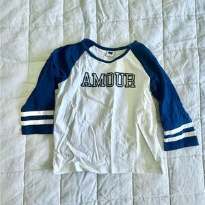 Janie and Jack Navy and White Raglan Tee